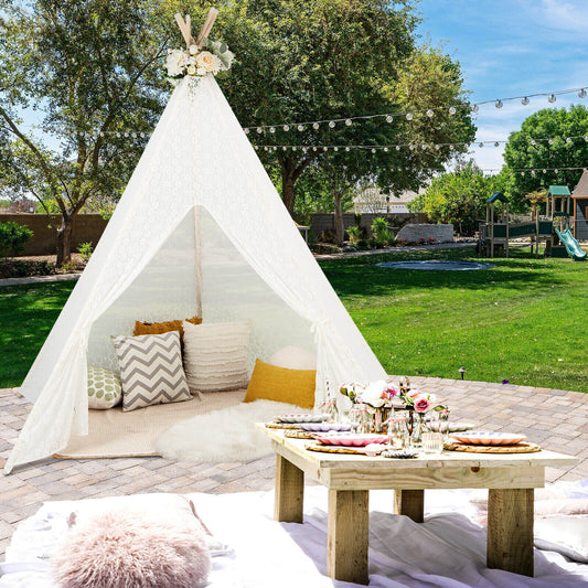 Lace Teepee Tent With Colorful Lights, White Play Tents & Playhouse White at Gallery Canada