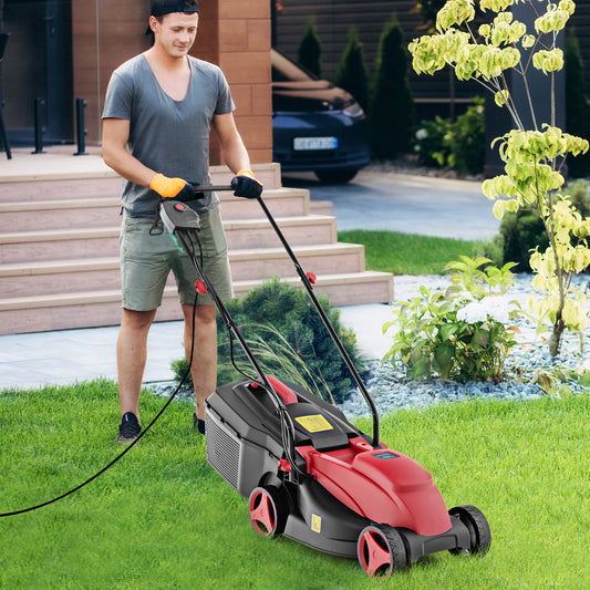 13 Inch Electric Corded Lawn Mower, 10 AMP, With Collection Box, Red Garden Tools Red at Gallery Canada
