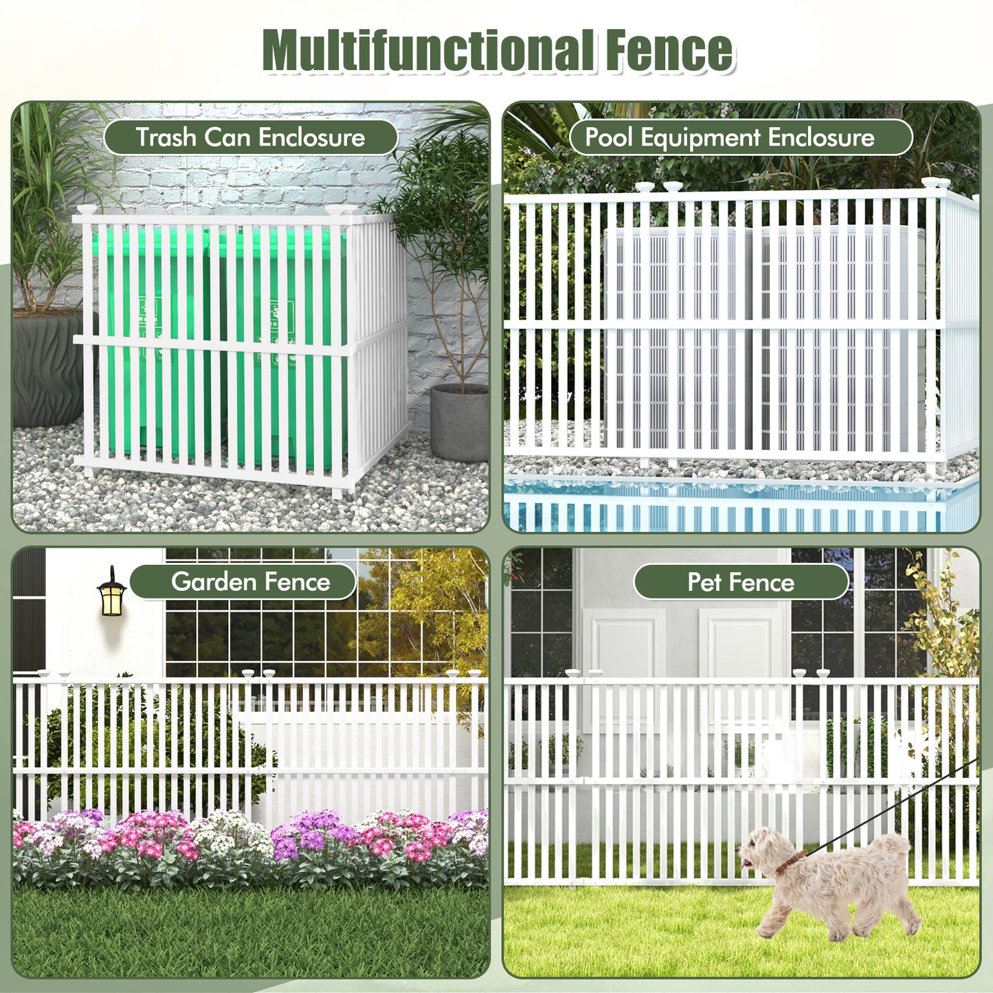 Air Conditioner Fence Panel with Metal Ground Stakes for Outside, White Decorative Fencing & Flooring at Gallery Canada