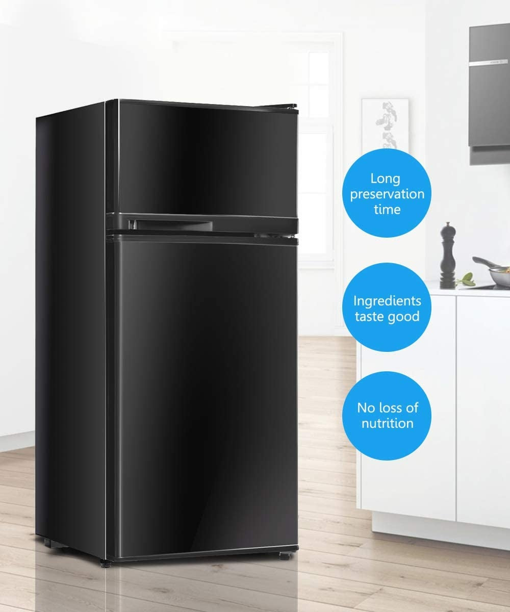Compact Refrigerator, 2 Doors, Cold-Rolled Sheet, Black Refrigerators at Gallery Canada