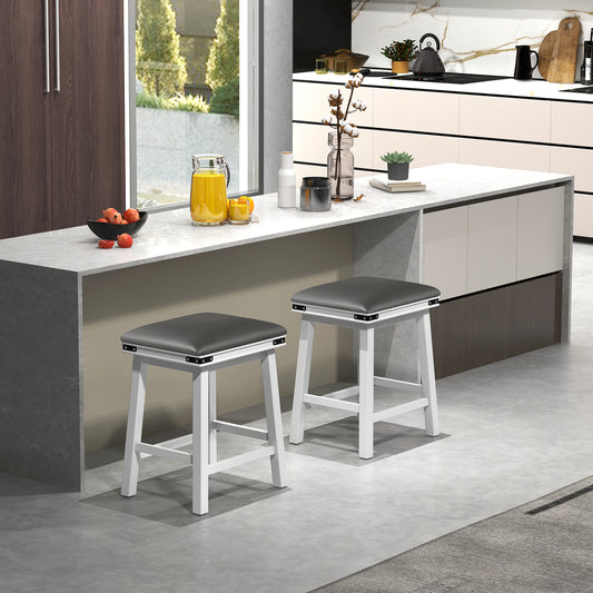 Set of 2 24/30 Inch Dining Bar Stool, Acacia Wood Frame, 24 Inches, White Bar Stools White at Gallery Canada