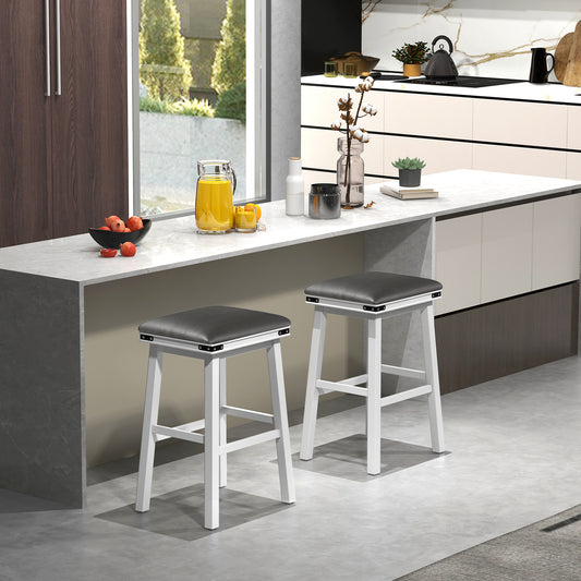 Set Of 2 24/30 Inch Dining Bar Stool, Acacia Wood Frame, 30 Inches, White Bar Stools White at Gallery Canada