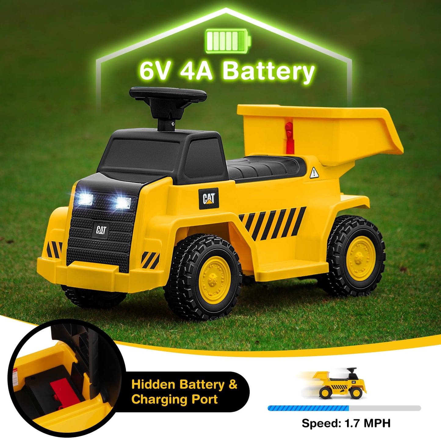 6V Electric Caterpillar Construction Vehicle, Yellow Powered Ride On Toys at Gallery Canada