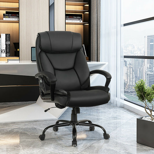 Massage Executive Office Chair with 6 Vibrating Points, Black Big and Tall Chairs Black at Gallery Canada