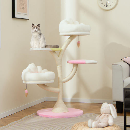 Multi-Layer Cat Tree Cat Tower with 2 Cat Perches 2 Platforms, Pink Cat Trees Condos & Scratchers Pink at Gallery Canada