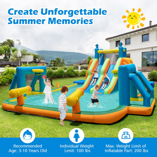 Kids Inflatable Water Slide, 2 Slides, 2 Soccer Gates, 950W Blower, Multicolor Bounce House Multicolor at Gallery Canada