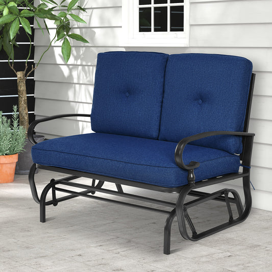2 Seats Outdoor Swing Glider Chair, Navy Patio Rocking Chairs & Gliders Navy at Gallery Canada