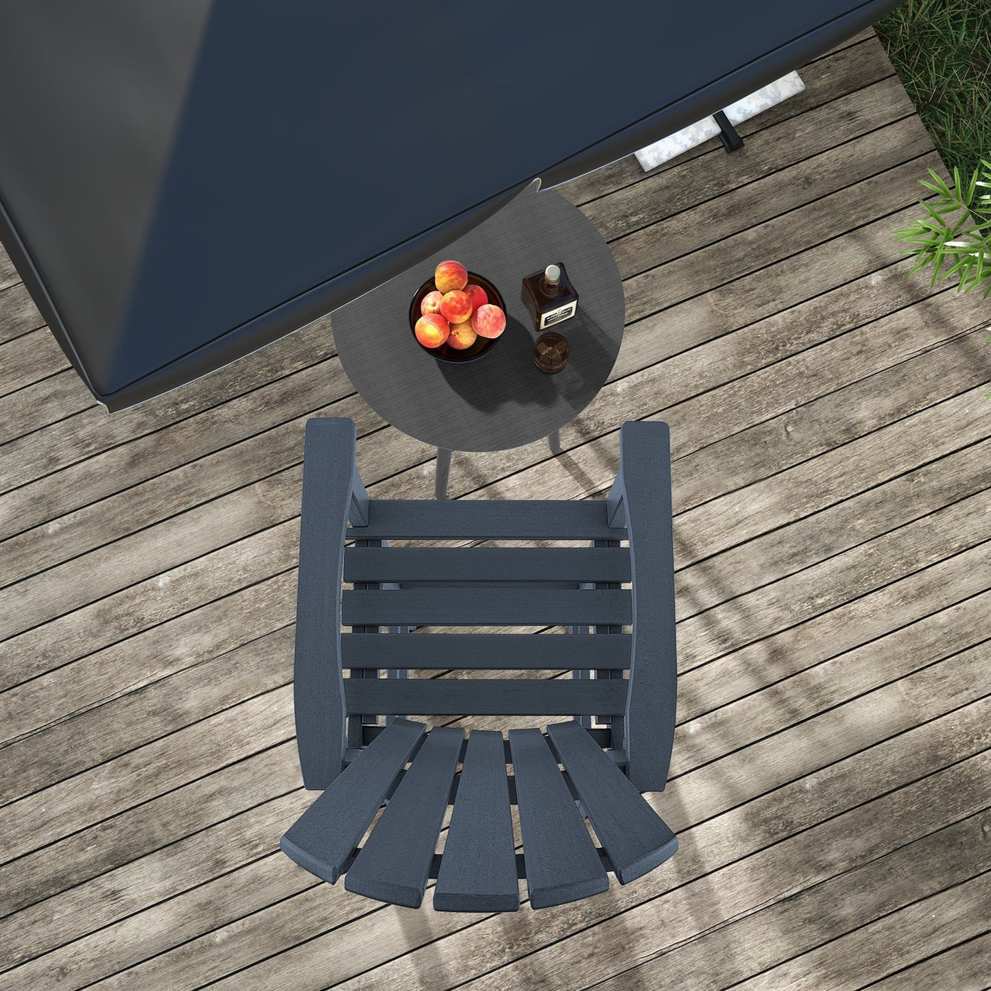 30 Inches Counter Height HDPE Bar Stool, With Armrests And Footrest, Navy Patio Bar Furniture at Gallery Canada