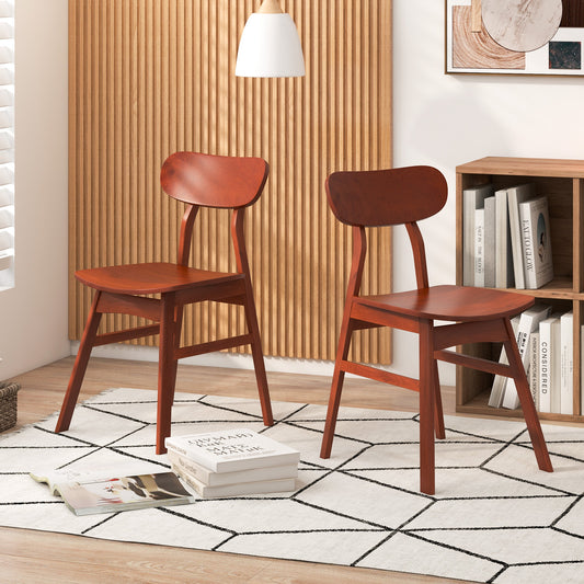 Set of 2 Modern Dining Chairs with Curved Backrest and Seat, Walnut Dining Chairs Walnut at Gallery Canada