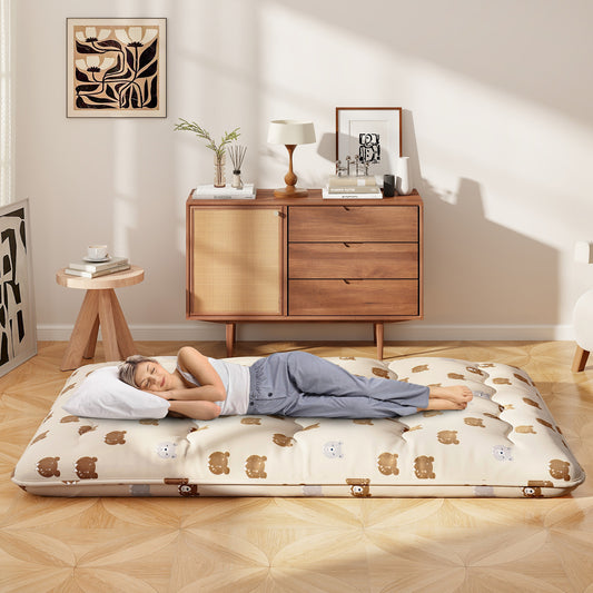 Foldable Futon Mattress with Washable Cover and Carry Bag for Camping-Full Size, Brown Mattresses Full Size at Gallery Canada