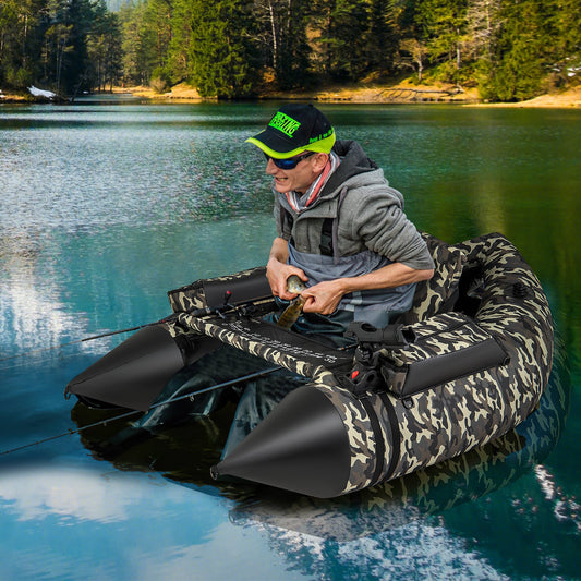 Inflatable Fishing Float Tube, 350 LBS, Adjustable Backrest, Camouflage Water Sports Camouflage at Gallery Canada