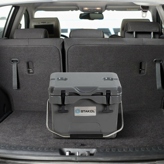 16 Quart Portable Insulated Ice Cooler, 24-Can Capacity, Gray Wine & Beverage Coolers Gray at Gallery Canada