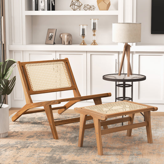 Mid Century Modern Accent Chair, Farmhouse Rattan, With Ottoman Patio Dining Chairs Options at Gallery Canada