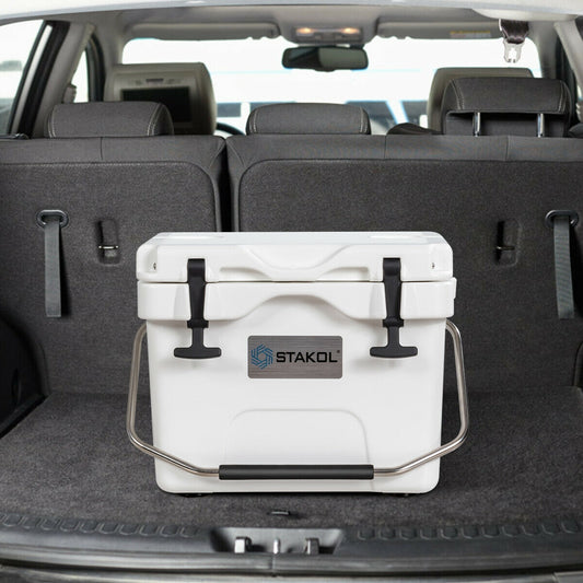 16 Quart Portable Insulated Ice Cooler, 24-Can Capacity, White