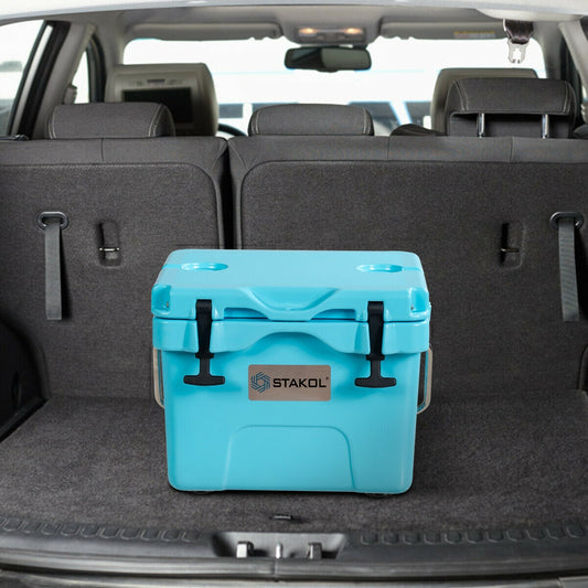 16 Quart 24-Can Capacity Portable Insulated Ice Cooler with 2 Cup Holders, Blue Wine & Beverage Coolers Blue at Gallery Canada