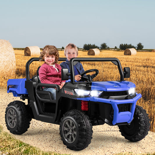 24V Kids Ride On Car With Dump Bed, Remote Control, Navy