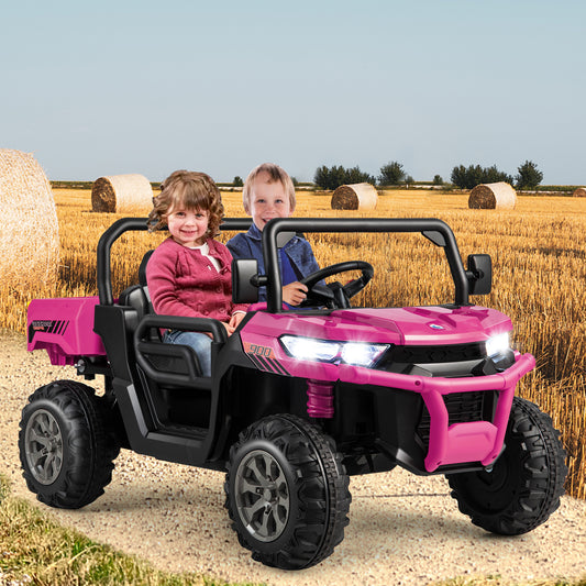 24V Kids Ride On Car With Dump Bed, Remote Control, Pink