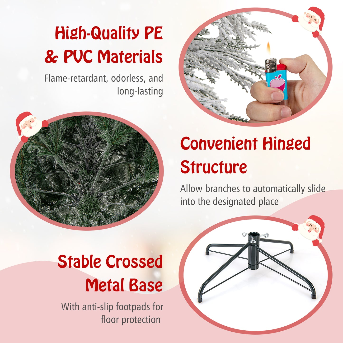 7 Ft Pre-Lit Snow Flocked Christmas Tree, Warm White LED Lights, White Christmas Tree at Gallery Canada