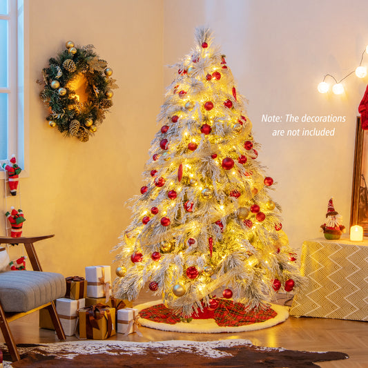 6 Ft Pre-Lit Snow Flocked Christmas Tree, Warm White LED Lights, White Christmas Tree White at Gallery Canada