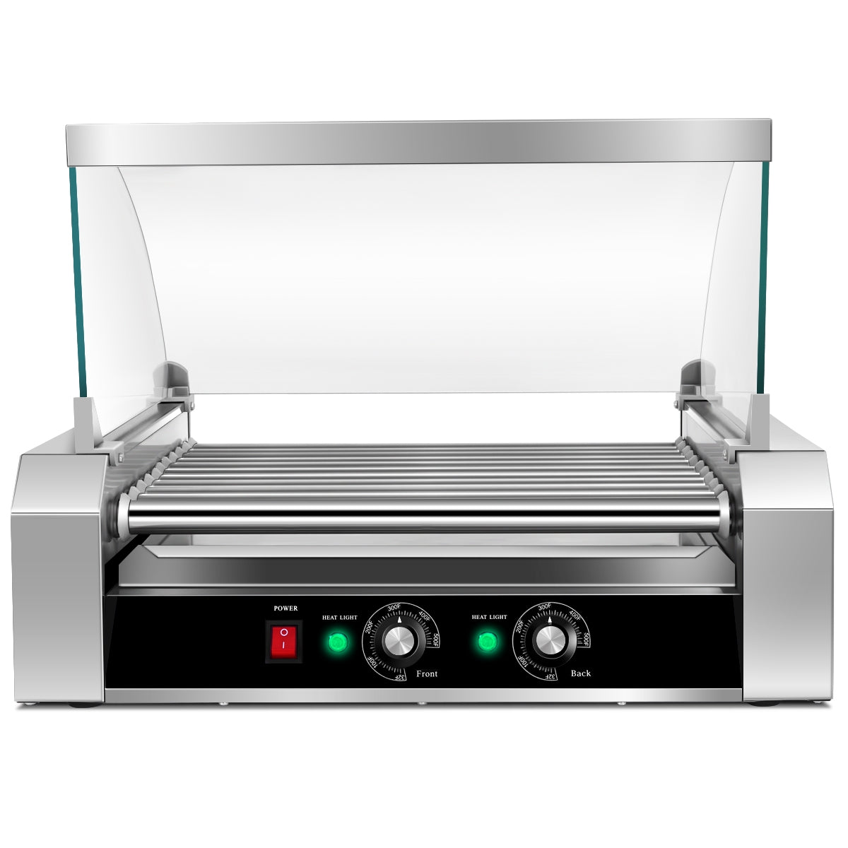 Commercial 11 Roller Grill, 30 Hot Dog Cooker Machine, Silver