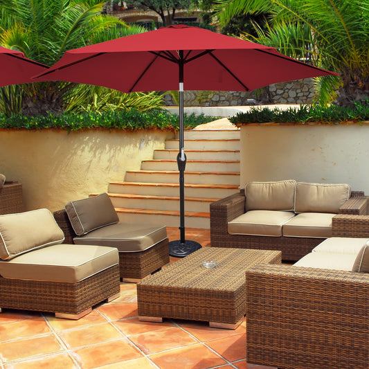 10 Feet Patio Umbrella, Tilt Adjustment, Crank, Dark Red Outdoor Umbrellas Dark Red at Gallery Canada