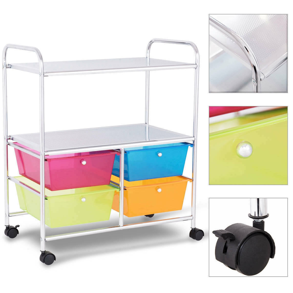 4 Drawers Shelves Rolling Storage Cart Rack, Transparent Multicolor File Cabinets at Gallery Canada