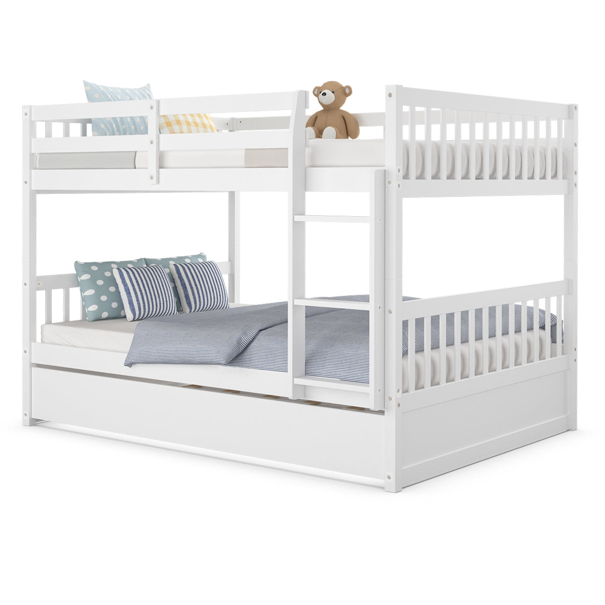 Full over Full Bunk Bed Platform Wood Bunk Bed, White Bunk Bed Frame at Gallery Canada