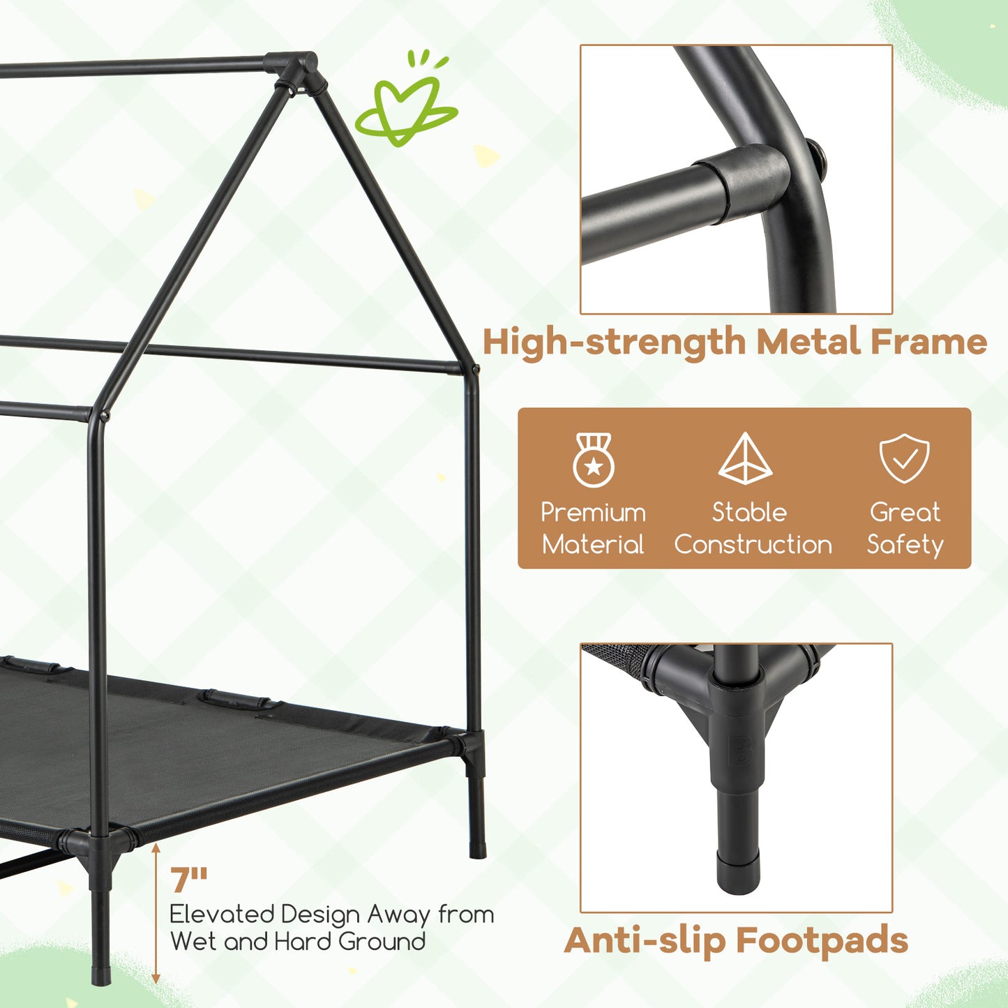Large/Middle/Small Outdoor Elevated Pet House with Ventilated Windows-L, Gray Dog Supplies at Gallery Canada