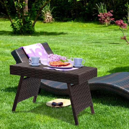 Folding PE Rattan Coffee Table, Brown Patio Coffee Tables Brown at Gallery Canada