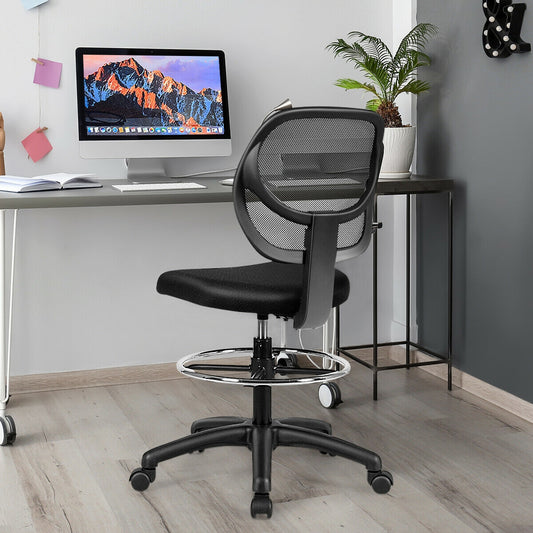 Adjustable Height Mesh Office Chair, Black Mesh Chairs Black at Gallery Canada