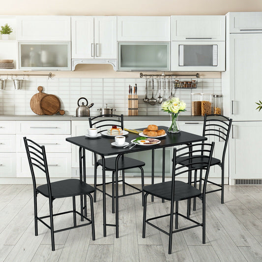 5 Piece Wood Rectangular Dining Table Set, Black Dining Room Sets Black at Gallery Canada