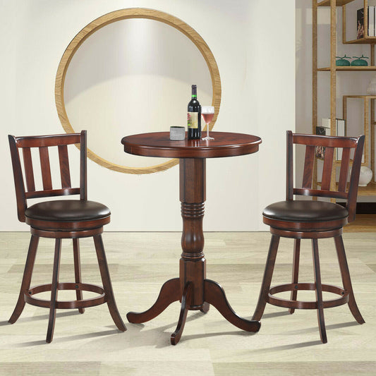 Wood Swivel Counter Height Bar Stools, Set of 2, 25 Inch, Brown Bar Stools Brown at Gallery Canada