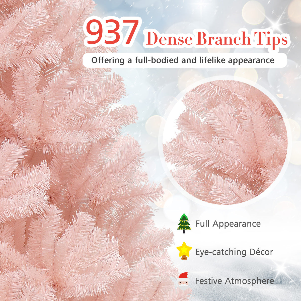 6/7 Feet Artificial Christmas Tree, Hinged Full Fir, 7 ft, Pink Christmas Tree at Gallery Canada