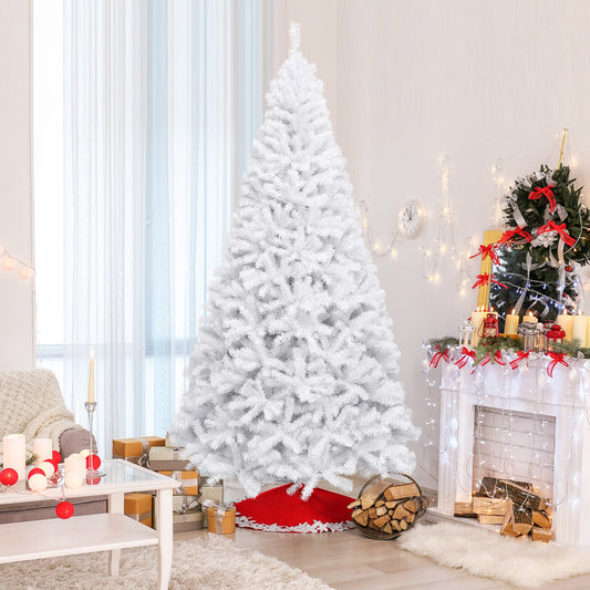 9 Feet Hinged Artificial Christmas Tree, Metal Stand, White Christmas Tree White at Gallery Canada