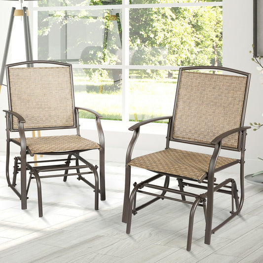 2 Pieces Patio Swing Single Glider Chair Rocking Seating, Natural Patio Rocking Chairs & Gliders Natural at Gallery Canada