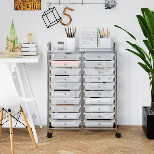 20 Drawers Rolling Cart Storage Organizer, Transparent File Cabinets Transparent at Gallery Canada