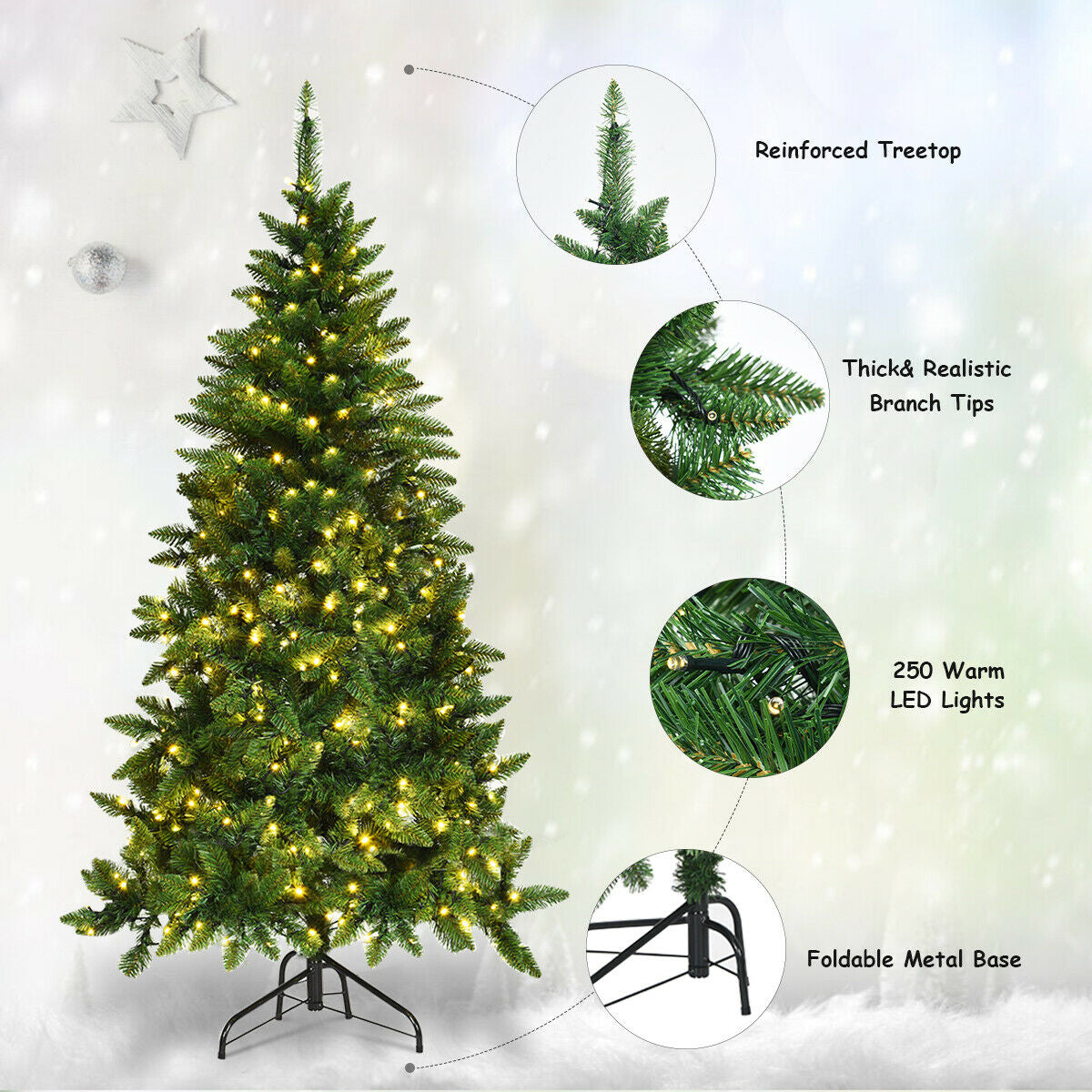 Pre-Lit Artificial Half Christmas Tree, 5 ft, Green Christmas Tree at Gallery Canada
