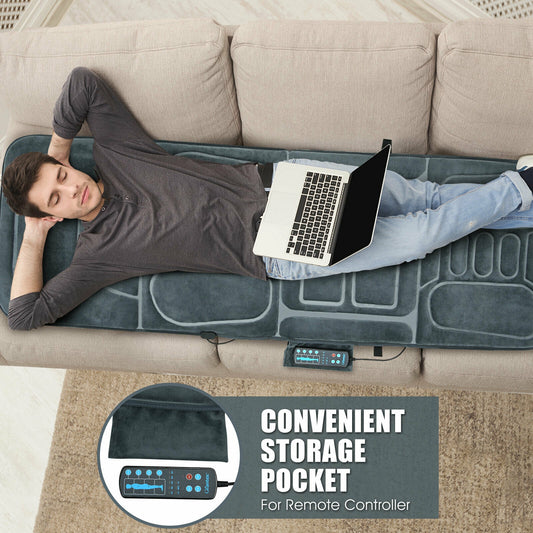 Foldable Massage Mat With Heat, 10 Vibration Motors, Gray Back Massager Gray at Gallery Canada
