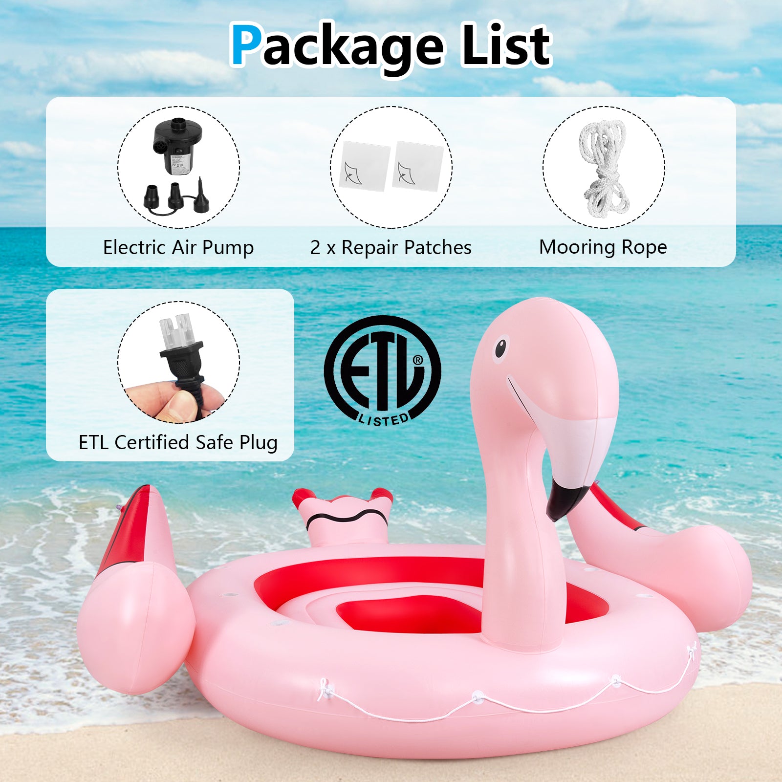 6 People Inflatable Flamingo Floating Island with 6 Cup Holders for Pool and River, Pink Swimming at Gallery Canada