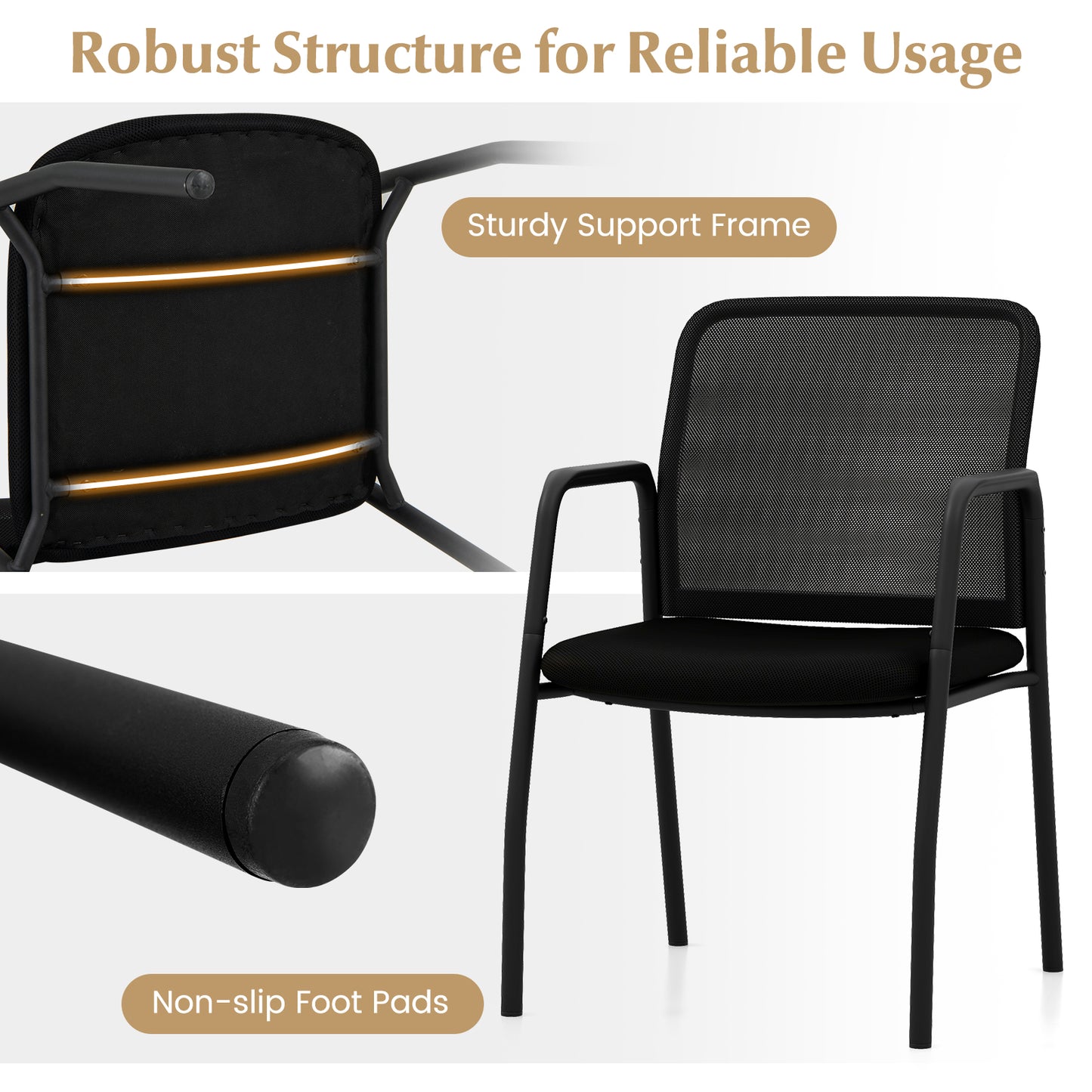 Office Guest Chairs, Set of 2, Ergonomic Mesh Backrest, Black Conference Chairs at Gallery Canada