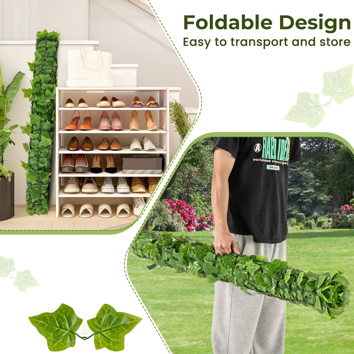 Artificial Ivy Privacy Fence, 120 x 40 Inch, Light Green Decorative Fencing & Flooring at Gallery Canada
