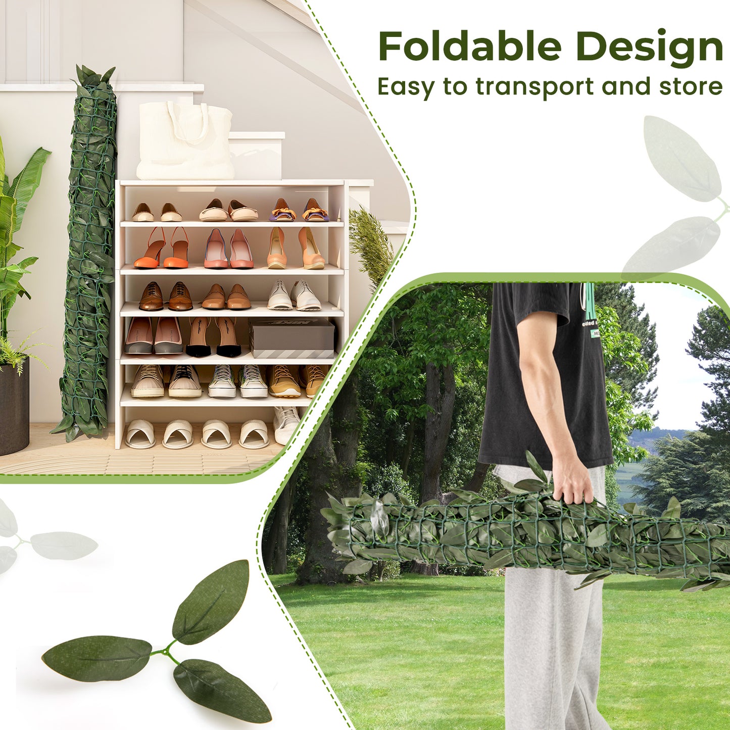 Artificial Lily Leaf Privacy Fence, Green Faux Plants at Gallery Canada