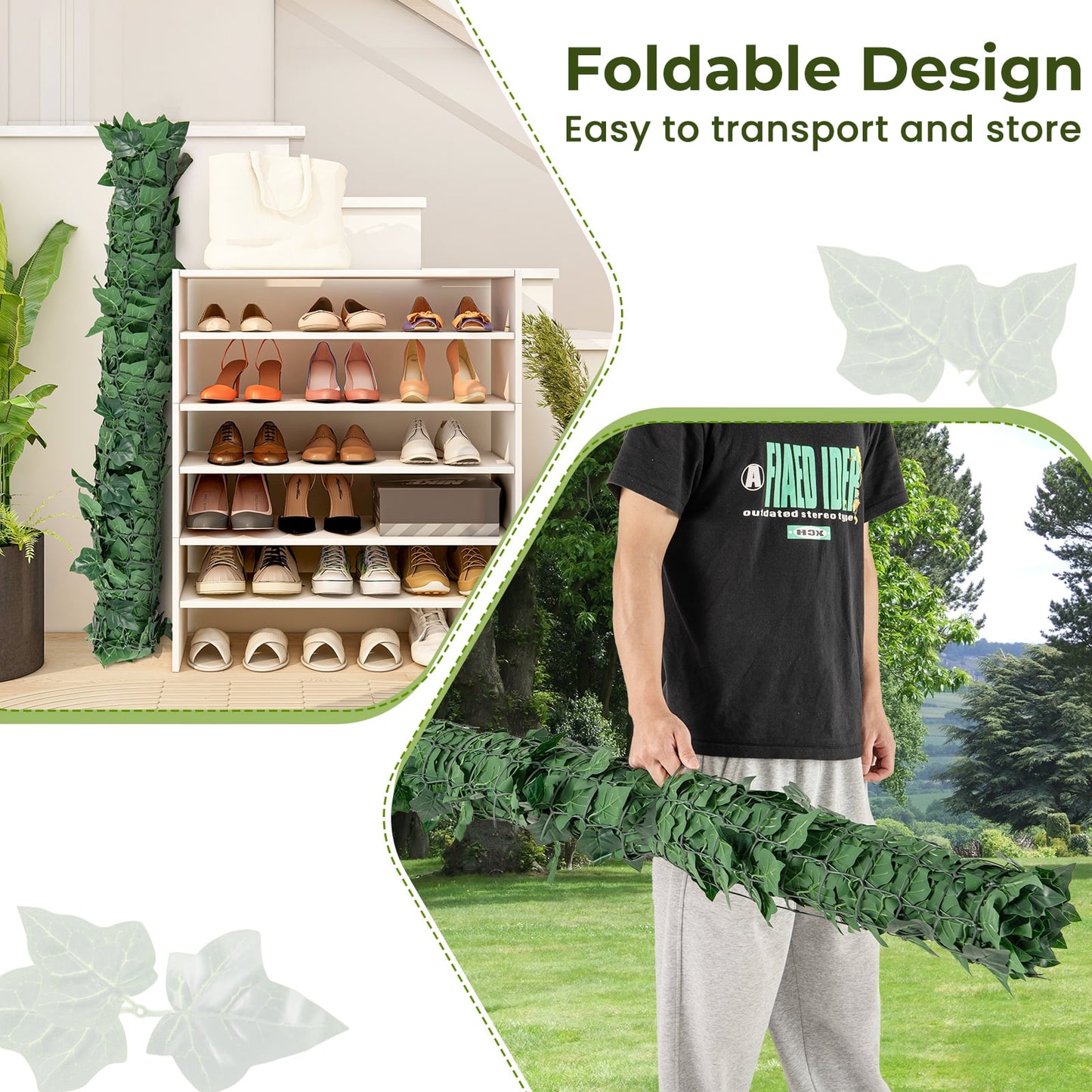 120 x 40 Inch Artificial Ivy Privacy Fence, Green Faux Plants at Gallery Canada