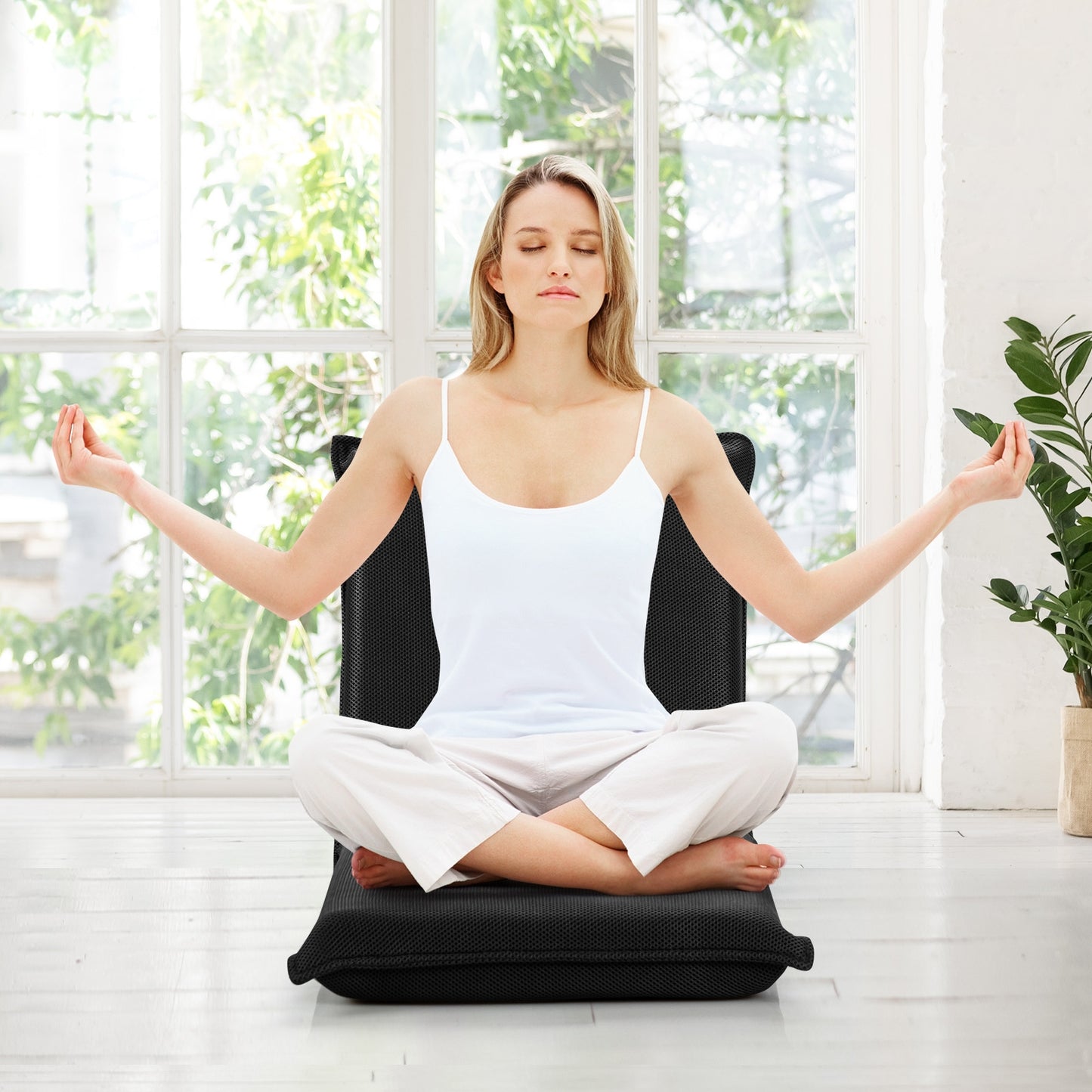 Adjustable 6 positions Folding Lazy Man Sofa Chair Floor Chair, Black Floor Chairs at Gallery Canada