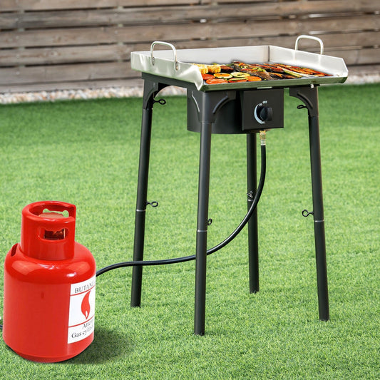 100,000 BTU Portable Propane Camp Stove, Adjustable Legs, Black Outdoor Grills Black at Gallery Canada