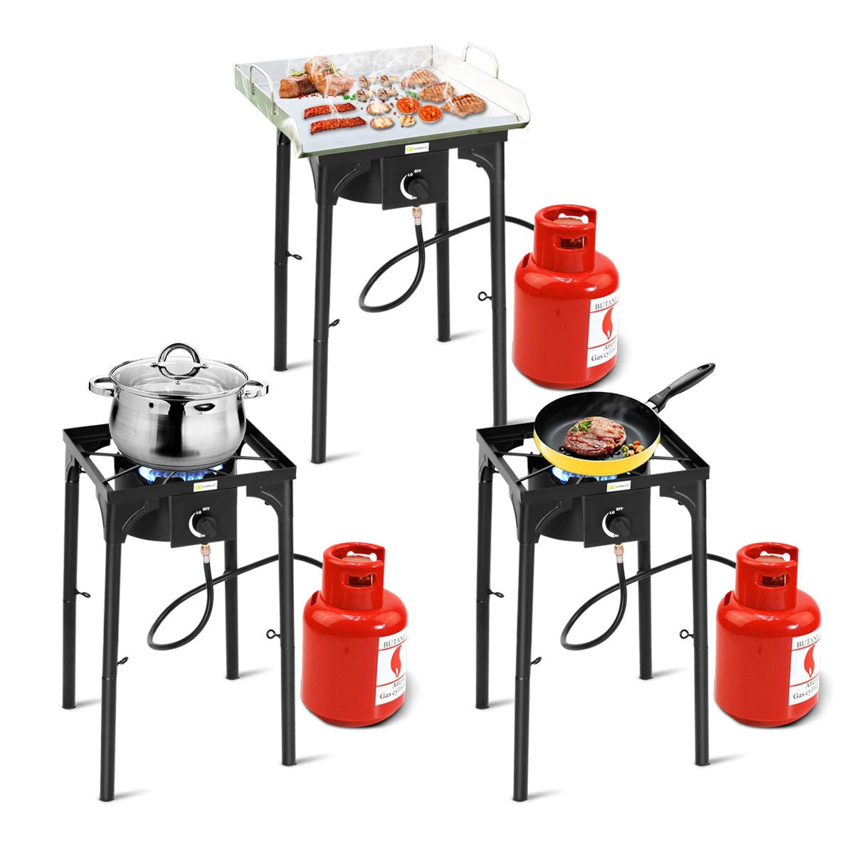100,000 BTU Portable Propane Camp Stove, Adjustable Legs, Black Outdoor Grills at Gallery Canada