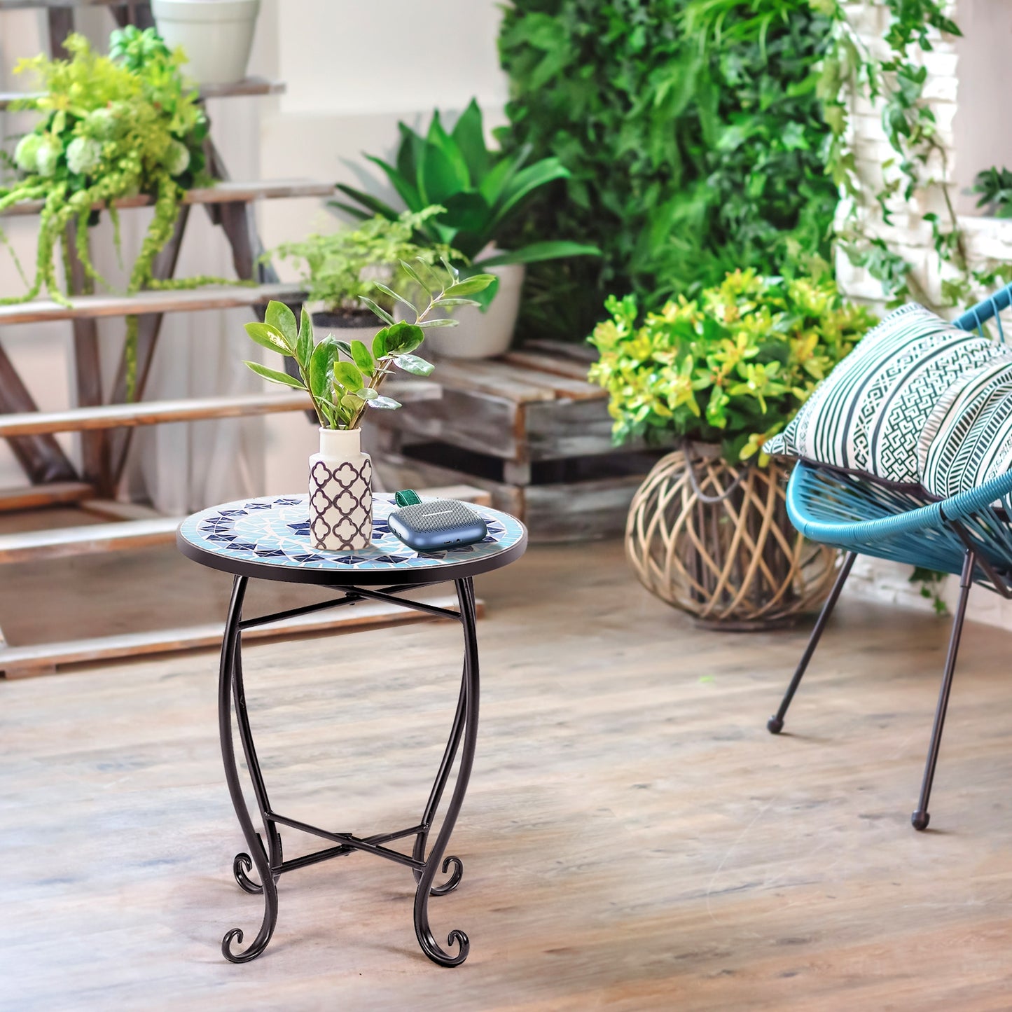 Steel Accent Plant Stand, Table, Cobalt Blue Plant Stands at Gallery Canada