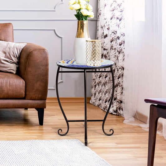 Support pour plantes d'intérieur et d'extérieur en acier, table en cobalt, bleu marine