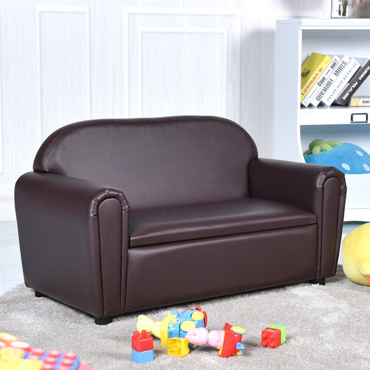 Kids Sofa Armrest Chair with Storage Function, Brown Kids Chairs & Seating Brown at Gallery Canada
