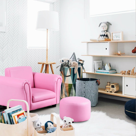 Kids Single Armrest Couch Sofa With Ottoman, Pink Kids Chairs & Seating Pink at Gallery Canada